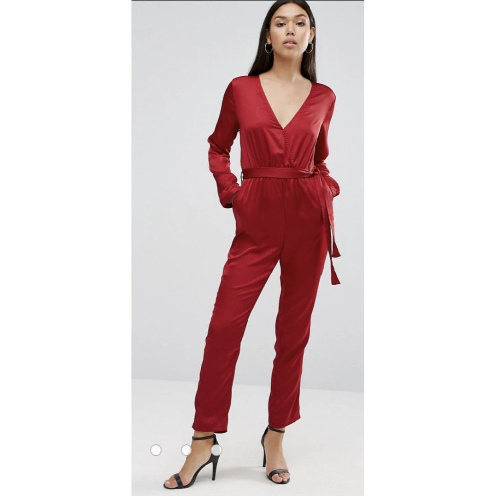 WYLDR Red V-Neck Jumpsuit